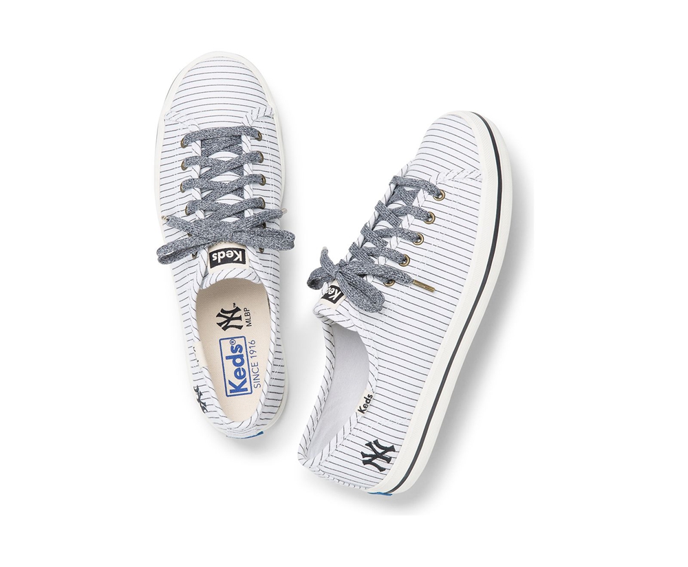 Πανινα Παπουτσια Γυναικεια - Keds Kickstart Mlb® - Λευκα - XGLKZ5817